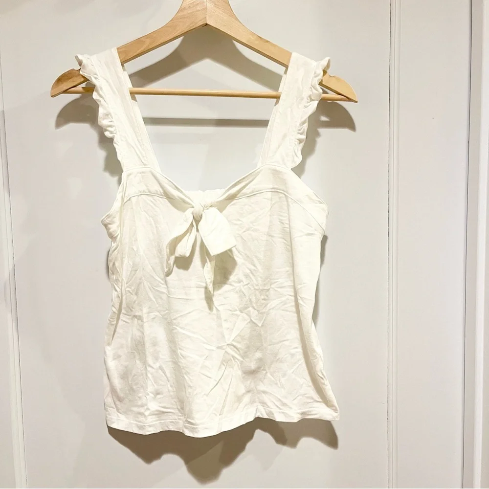 J. Crew Factory White Bow Tank XS